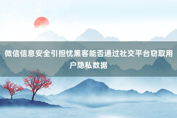 微信信息安全引担忧黑客能否通过社交平台窃取用户隐私数据