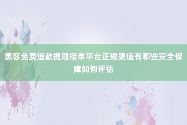 黑客免费追款提现接单平台正规渠道有哪些安全保障如何评估